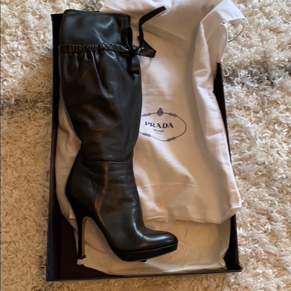 Prada lamb skin slouch boots